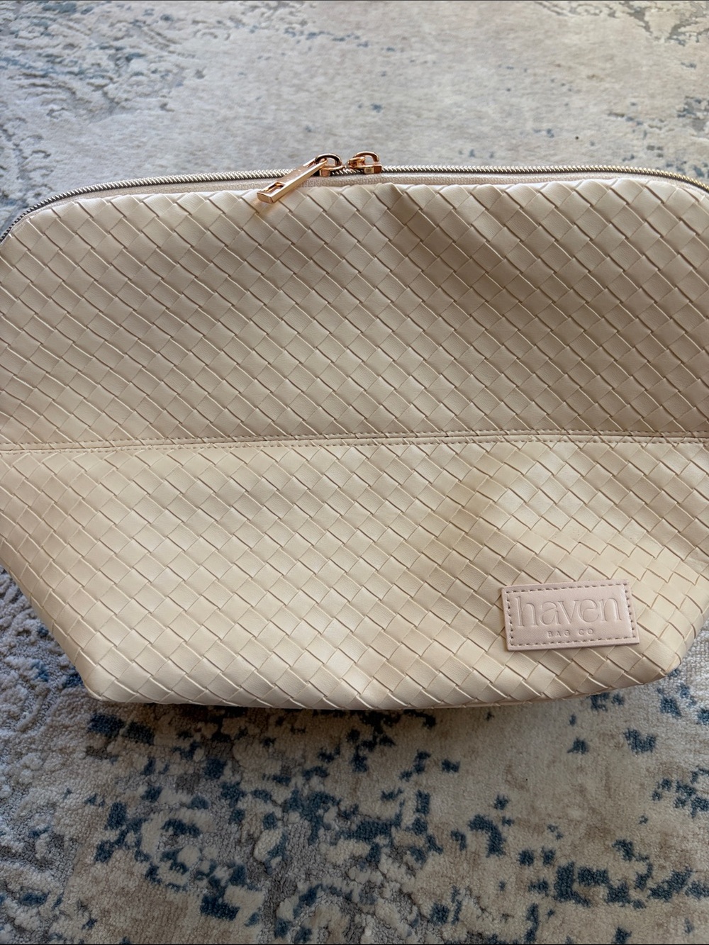 Haven Bag Co. Vegan Leather Ivory Fold Down Cosmetic Bag - Picture 5 of 7